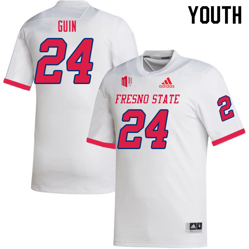 Youth #24 Justin Guin Fresno State Bulldogs College Football Jerseys Sale-White